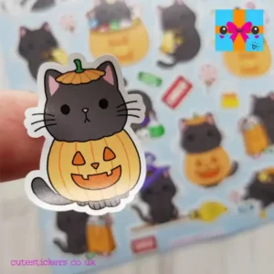 black cat cute halloween stickers