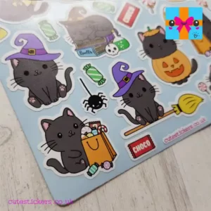 cute black cat halloween planner stickers