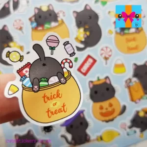 cute black cat planner stickers