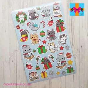 cute kawaii christmas cat stickers