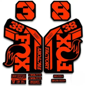 Fox 38 Grip2 Fork Stickers 2021 2022 fluorescent orange