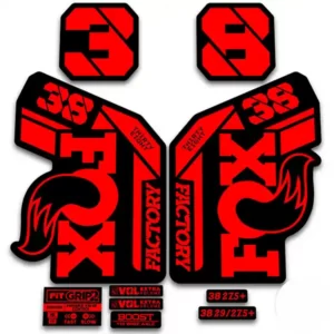 Fox 38 Grip2 Fork Stickers 2021 2022 fluorescent red