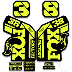 Fox 38 Grip2 Fork Stickers 2021 2022 fluorescent yellow