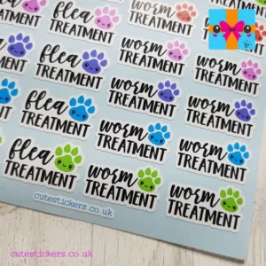 flea and worm treatment stickers