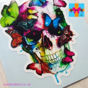 butterflies and skull sticker