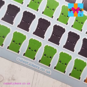 green wheelie bin planner stickers