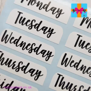 black and white days of the week labels