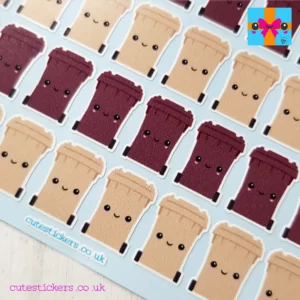 Beige Burgundy Wheelie Bin Stickers