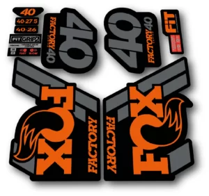 fox 40 2018 grip 2 fork stickers original orange and grey