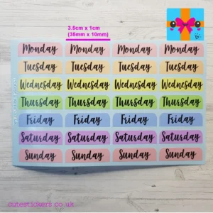 days of the week labels for planners