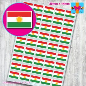 kurdish flag stickers 20mm x 14mm