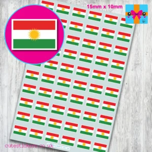 kurdistan flag stickers 15mm x 10mm