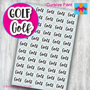 Golf Planner Stickers CURSIVE