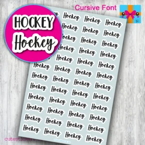 Hockey Planner Stickers CURSIVE font