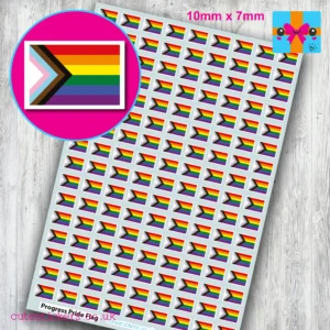 Inclusive Progress Pride Flag stickers 10mm