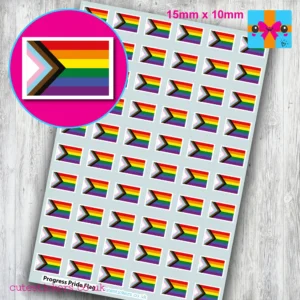 Inclusive Progress Pride Flag stickers 15mm