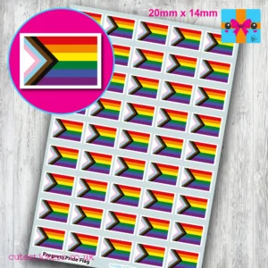 Inclusive Progress Pride Flag stickers 20mm