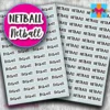 Netball planner stickers