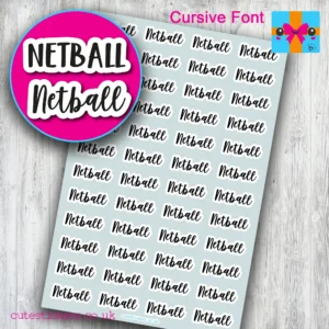 Netball planner stickers CURSIVE