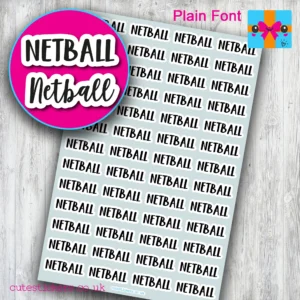 Netball planner stickers PLAIN