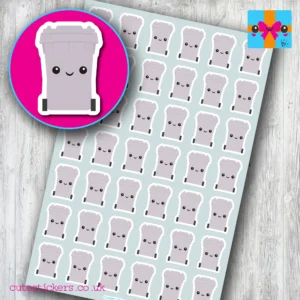 grey wheelie bin planner stickers cute kawaii