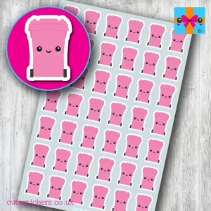 cute kawaii pink wheelie bin planner stickers
