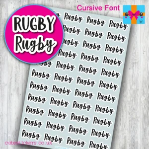 rugby planner stickers CURSIVE