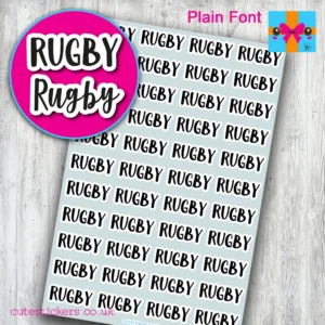 rugby planner stickers PLAIN FONT
