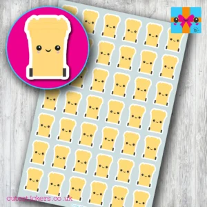 yellow wheelie bin planner stickers
