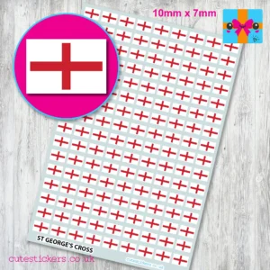 England St Georges Cross flag stickers 10mm x 7mm