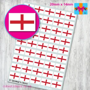 England St Georges Cross flag stickers 20mm x 14mm