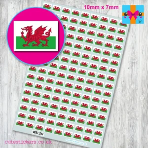 Welsh flag stickers 10mm x 7mm