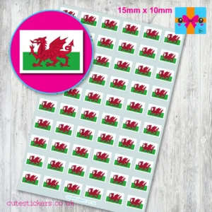 Welsh flag stickers 15mm x 10mm
