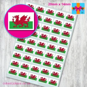 Welsh flag stickers 20mm x 14mm