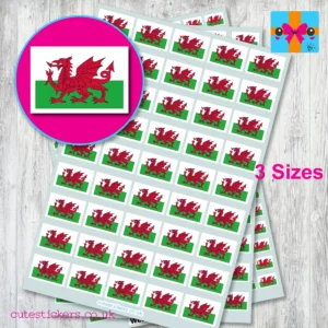 Welsh flag stickers 3 sizes