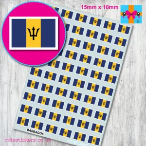 Barbados flag stickers 15mm