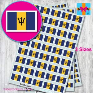 Barbados flag stickers 3 sizes