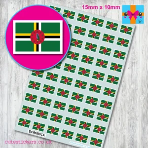 Dominica flag stickers 15mm