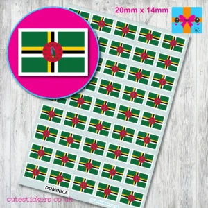 Dominica flag stickers 20mm