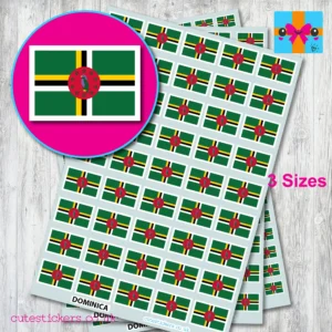 Dominica flag stickers 3 sizes