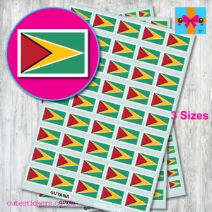 Guyana flag stickers 3 size