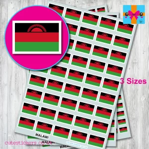 Malawi Flag stickers 3 sizes
