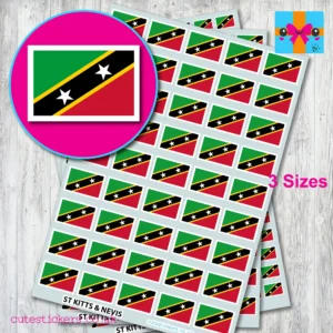 St Kitts & Nevis Flag stickers 3 sizes