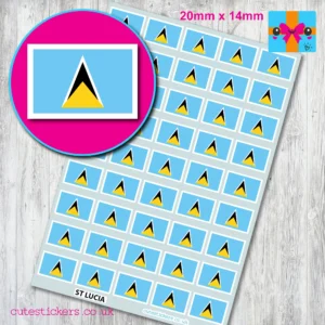 St Lucia Flag stickers 20mm
