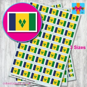 St Vincent & Grenadines Flag stickers 3 sizes