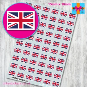 UK Union Jack flag stickers 15mm