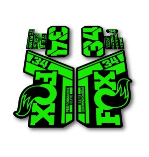 Fox 34 Performance Elite Fork Stickers 2021 2025 fluorescent green