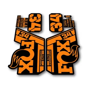 Fox 34 Performance Elite Fork Stickers 2021 2025 fluorescent orange