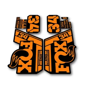 Fox 34 Performance Elite Fork Stickers 2021 2025 fluorescent orange