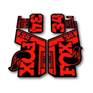Fox 34 Performance Elite Fork Stickers 2021 2025 fluorescent red